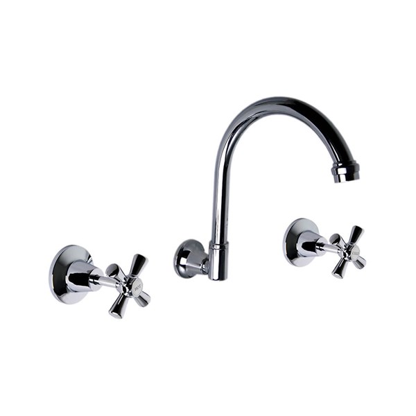 Austworld, monopoly tapware, OLD KENT WALL SINK SET, Chrome plated