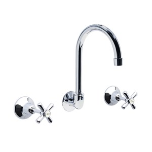 Austworld, monopoly tapware, whitehall easy clean chrome plated wall sink set anti vandal, chrome disc