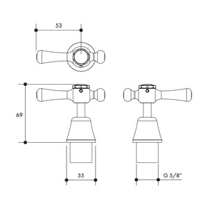 Austworld, monopoly tapware technical drawing, whitehall easy clean lever pillar top assembly anti vandal, chrome disc