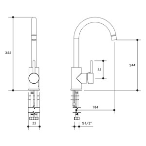 Austworld, monopoly tapware technical drawings, pino sink mixer, chrome