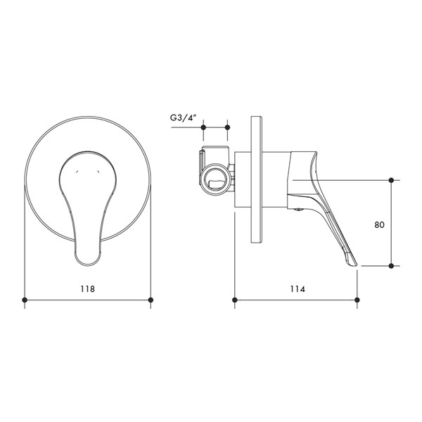 Austworld, monopoly tapware technical drawing, whitehall, shower mixer, chrome