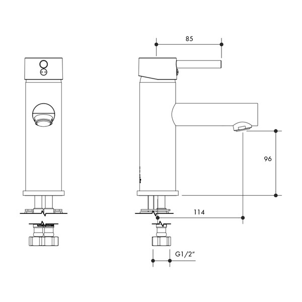 Austworld, monopoly tapware tachnical drawing, pino basin mixer, chrome