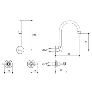 Austworld, monopoly tapware drawings, whitehall, lever hob sink set anti vandal, chrome